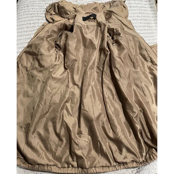 Elie Tahari Utility Parka Jacket Drawstring Hood Bottom Womens Sz 2 Metallic Tan - Picture 8 of 14